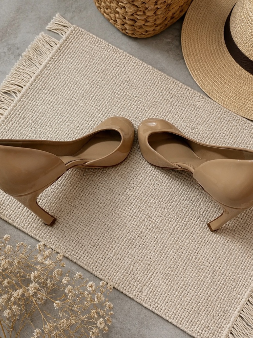 Giani Bernini Patent Taupe Round-Toe Pumps